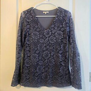 Rich blue long sleeve lace top